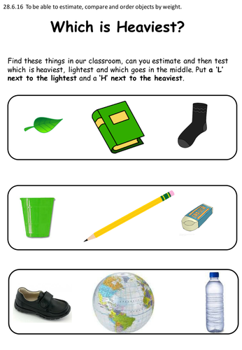 estimating and comparing weights reception year 1 teaching resources