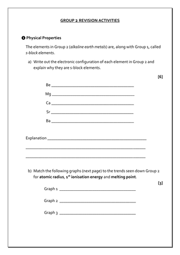 AQA AS/Year 1 Chemistry: Group 2 Homework