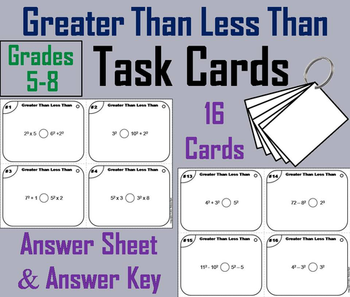 Greater Than Less Than Task Cards
