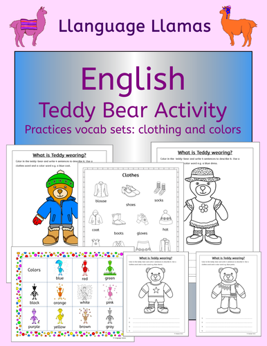 English Clothing and Colors - Teddy Bear Activity