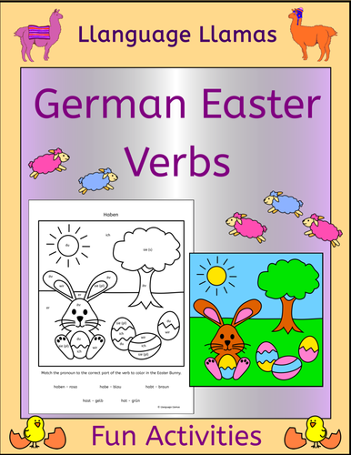 German Verb Practice - Fun Easter Coloring Activity