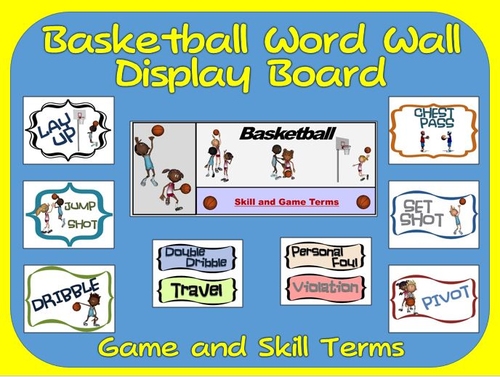 Basketball Word Wall Display: Skill, Graphics & Game Terms