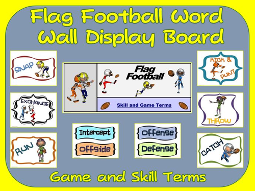 Flag Football Word Wall Display: Skill, Graphics & Game Terms