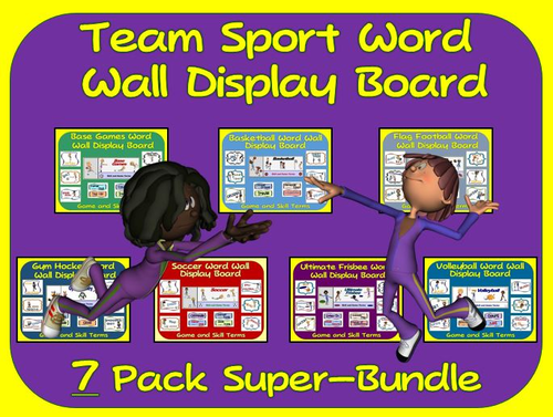 PE Word Wall Display Boards- 7 Pack, Team Sport Super Bundle