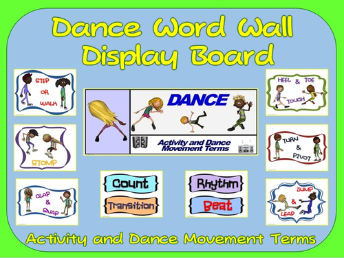 Dance Word Wall Display: Activity, Graphics & Key Dance Movement Terms