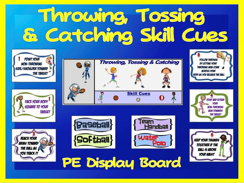 Throwing, Tossing and Catching Skill Cues- PE Display Board