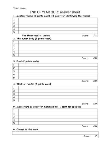 End of Year Biology Quiz 3