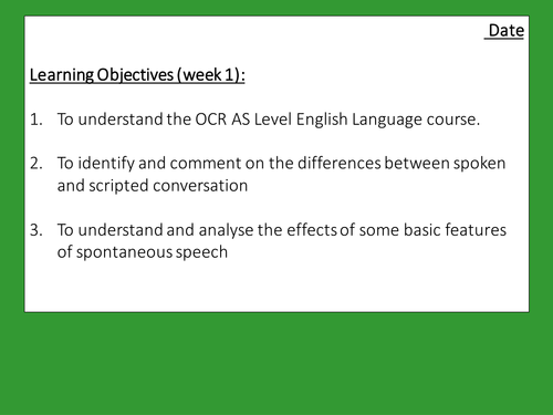 Introduction to spoken language for OCR A level Language