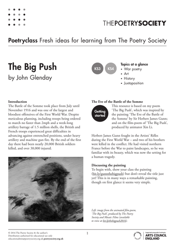 'The Big Push' - Responding to modern WWI poetry