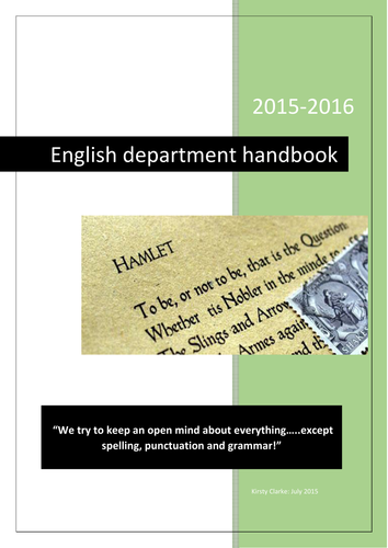 English Department Handbook: Secondary School English