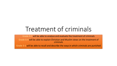 Religious Studies GCSE RE AQA Crime and punishment - Attitudes to the treatment of criminals