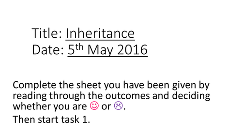 Inheritance observation lesson AQA B1