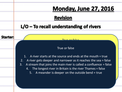 Rivers Revision Quiz
