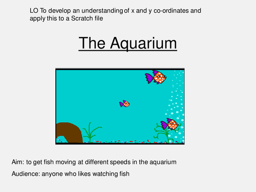 PPT lesson introducing Scratch with an aquarium