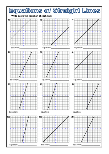 Equations from a Straight Line Worksheet