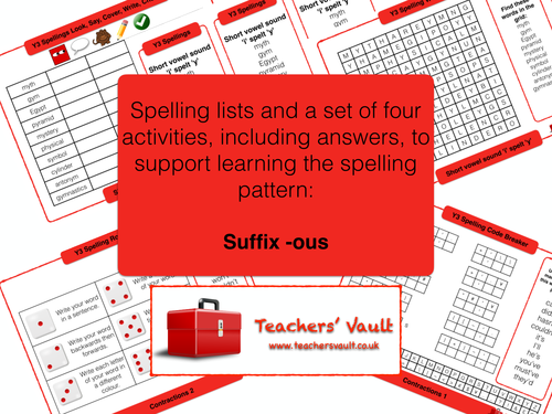 Suffix -ous spelling activities