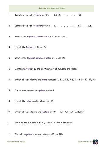 number worksheets x 4 gcse teaching resources