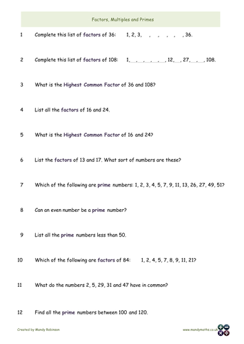 Number Worksheets x 4  GCSE