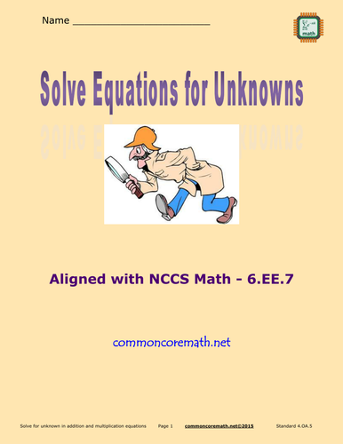 Solve Equations for Unknowns - 6.EE.7