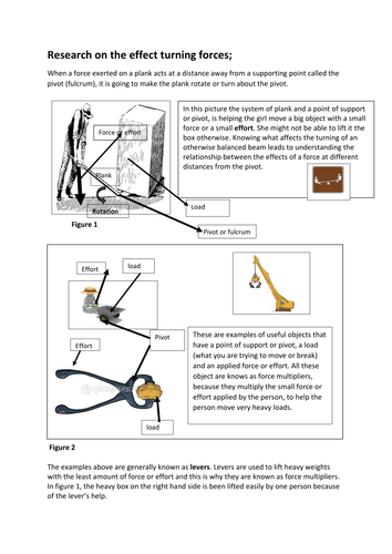 An introduction to levers as force multipliers  and IOP experiments to support ISA work 