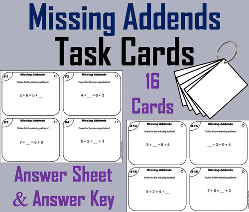 Missing Addends Task Cards