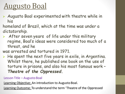 Year 8 or 9 Augusto Boal ( Two lessons)