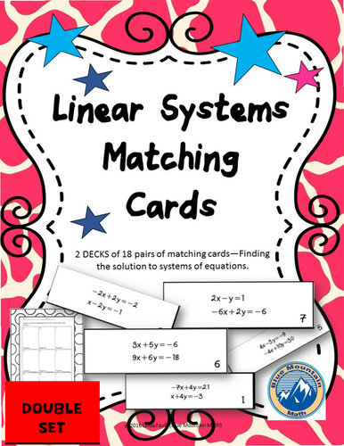 Linear Systems Matching Card Set-Double Set