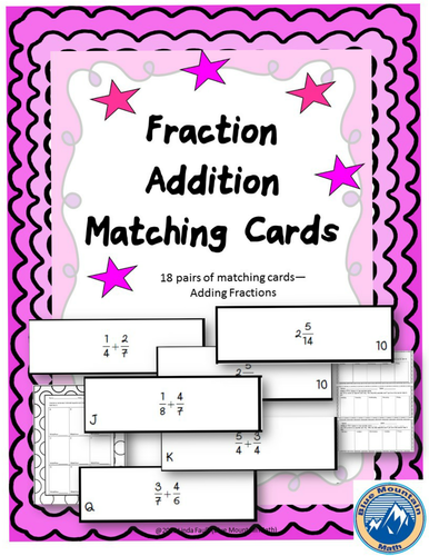 Fraction Addition Matching Cards