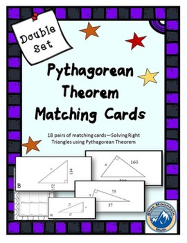 Solving Right Triangles using Pythagorean Theorem Matching Card Bundle