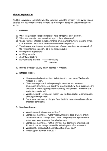 The Nitrogen Cycle Student Worksheet Answers - Ivuyteq