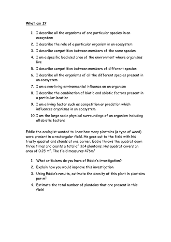 What am I? Ecology quiz