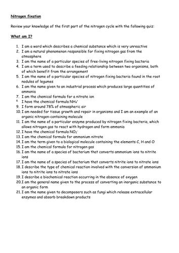 What am I? Nitrogen Fixation