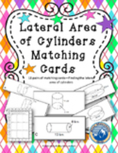 Lateral Area of Cylinders Matching Card Set