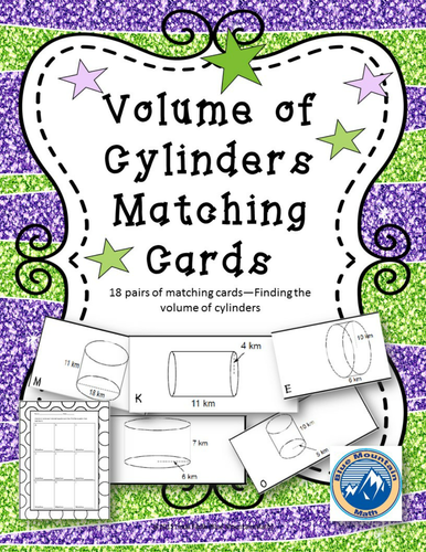 Volume of Cylinders Matching Card Set