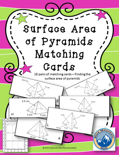 Surface Area of Pyramids Matching Card Set
