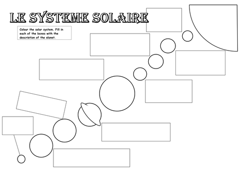 Le système solaire worksheet