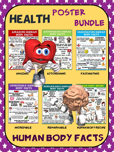 Health and Science Poster Bundle: Human Body Facts- 6 Contemporary Posters
