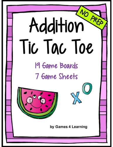 Addition Facts Tic Tac Toe Addition Games