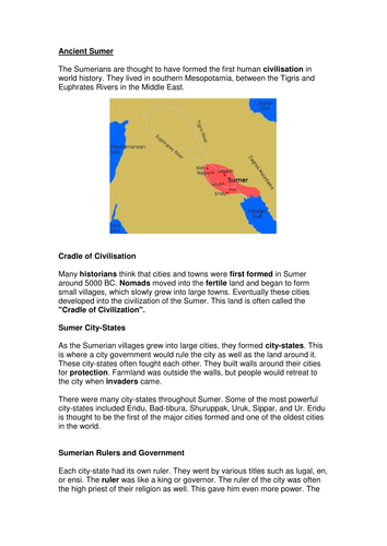 Ancient Sumer - hard - vocabulary activity