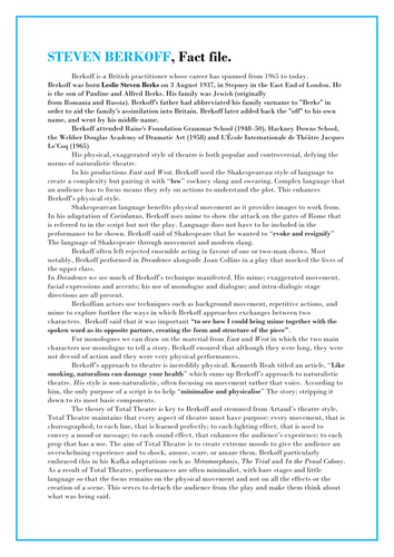 AQA A-Level Drama NEW SPEC- List B Text: Metamorphosis