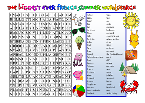 BIGGEST FRENCH SUMMER WORDSEARCH!