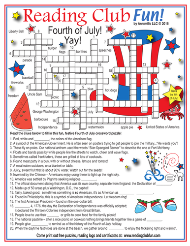 Celebrating the Fourth of July Crossword Puzzle