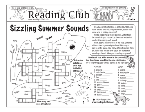 Bundle: Sounds of Summer and Animals Two-Page Activity Set and Word Search Puzzle