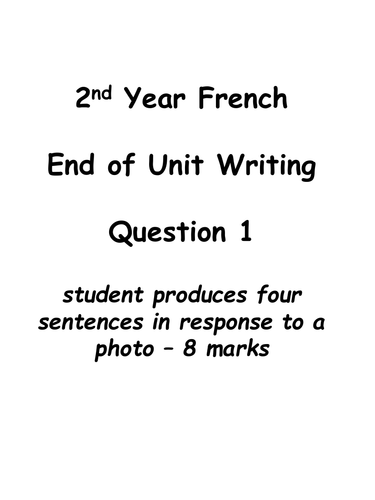 Year 8 TT2 End of Unit Writing Photo NEW GCSE