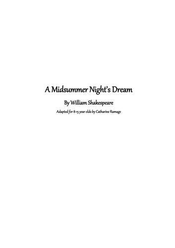 A Midsummer Night's Dream - playscript and additional resources (for 8-15 year olds)