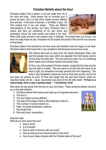 Hindu and Christian beliefs about the Soul and Life After Death 