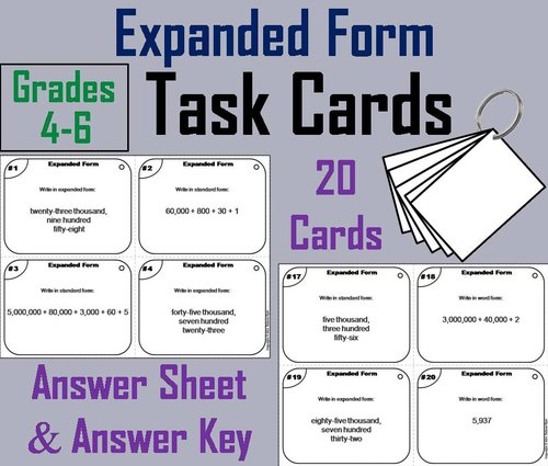 Expanded Form Task Cards