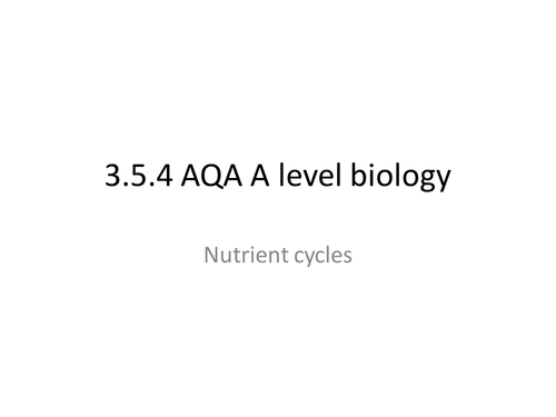 AQA A level biology 3.5.1 nutrient cycles