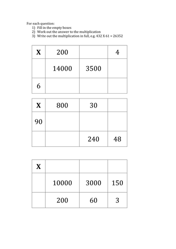 grid method puzzle long multiplication teaching resources