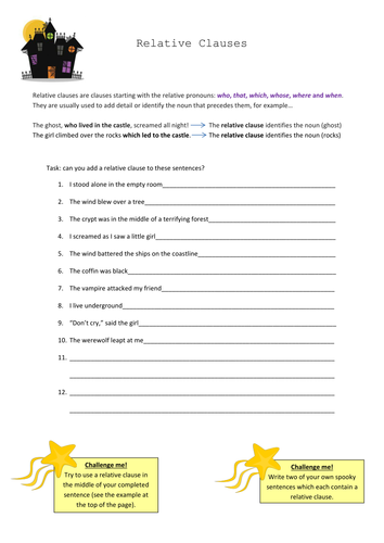 relative clauses year 7 spag english teaching resources